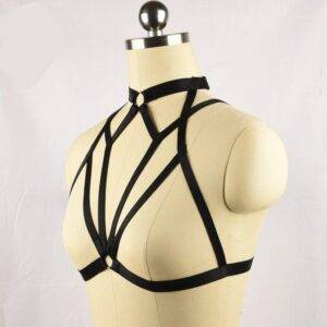 New Black Gothic Adjustable Body Harness Handmade Sexy Bondage Cage Bra Lingerie Gothtopia https://gothtopia.com