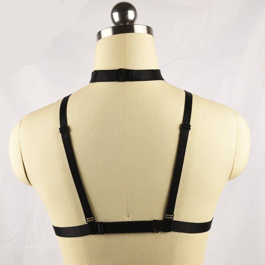 New Black Adjustable Body Harness Handmade Sexy Bondage Cage Bra Lingerie Harajuku Gothic Suspender Belt Body Cage Harness Bra