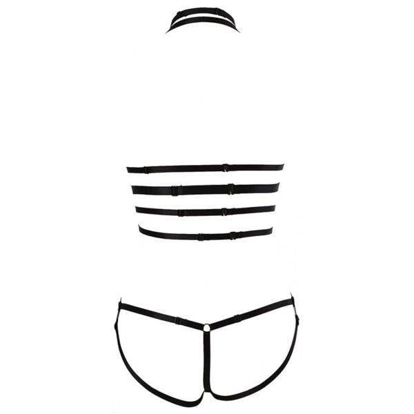 Sexy Gothic Bondage Cage Lace Bra Panty Garter Belt Suspenders/Harness Set – Adjustable S-XL Gothtopia https://gothtopia.com