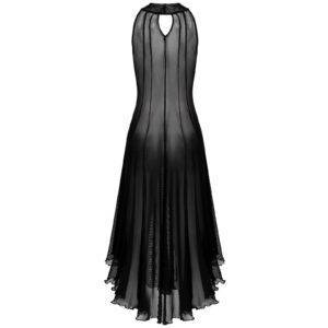 Women’s Elegant Gothic See-through Lingerie Mesh Sleeveless Sexy Dress with Mock Neck Gothtopia https://gothtopia.com