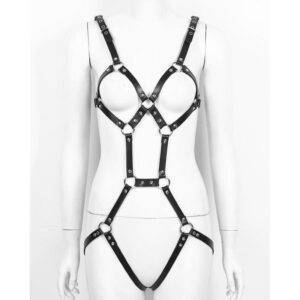 Women’s Leather Harness with Garter Belt Sexy Gothic Suspenders Bondage Straps Gothtopia https://gothtopia.com