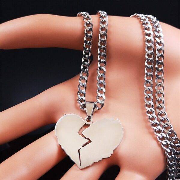 Gothic/Punk Broken Heart Stainless Steel Necklace Pendant for Women Silver Color Chain Necklaces Gothtopia https://gothtopia.com