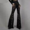 Black Gothic Sexy Transparent Long Flare Pants – Mesh Floral See Through Sexy Pants Gothtopia https://gothtopia.com