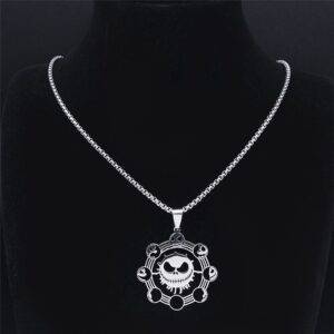 Gothic Stainless Steel Skull Moon Necklaces Pendants Women/Men Silver Color Gothtopia https://gothtopia.com