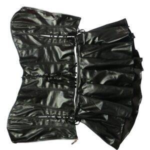 6XL Plus Size Sexy Corset Dress – Faux Leather Zipper Front Gothic Bustier Slimming Waist Belt Erotic Corsets Gothtopia https://gothtopia.com