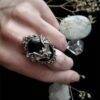 Gothic Vampire Bat Rings For Men and Women Silver plated Bat Cameo Crystal Ring Gothtopia https://gothtopia.com