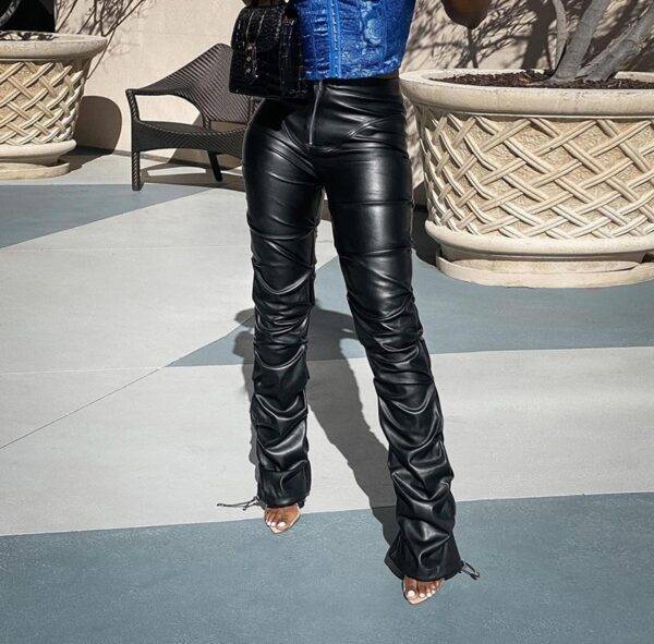PU Leather Black – Brown Long Gothic Streetwear – Women’s Sweatpants Joggers Pants Gothtopia https://gothtopia.com