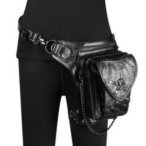 Vintage Thigh Pack Fanny Gothic Skull Steampunk Belt Bag / Messenger Bag Gothtopia https://gothtopia.com