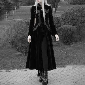 Gothic Punk Jacket Trench Overcoat Victoria Elegant Costume Vintage Full Length Slit Tailcoat Gothtopia https://gothtopia.com