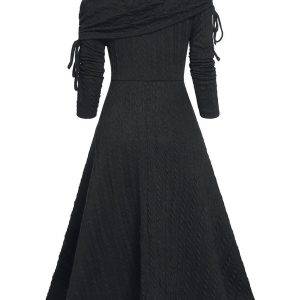 Women’s Gothic Long A Line Fold Over Cable Knit Fold Over Lace-up High Low Fall/Winter Sweater – 2 Styles Gothtopia https://gothtopia.com