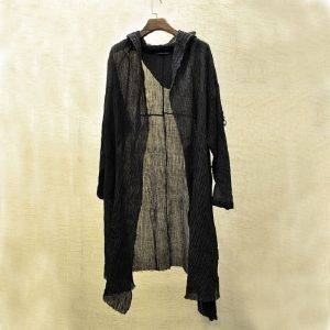 Men’s Gothic Translucent Linen Thin Trench Long Coat Cardigan Hoodie Gothtopia https://gothtopia.com