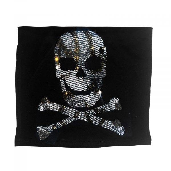 Rhinestone Skull Strapless Tube Top Punk Gothic Off Shoulder Camisole Crop Top Gothtopia https://gothtopia.com