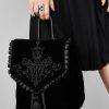 Elegant Black New Gothic Velvet Embroidery Dark Metal Cosplay Mini Backpack Gothtopia https://gothtopia.com