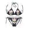 Rose Skull Printing Dark Metal Sweet Black Gothic Cute Goth Bikini Set Gothtopia https://gothtopia.com