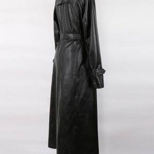 Spring Autumn Extra Long Waterproof Black Soft Pu Leather Trench Coat for Women S-5XL Gothtopia https://gothtopia.com