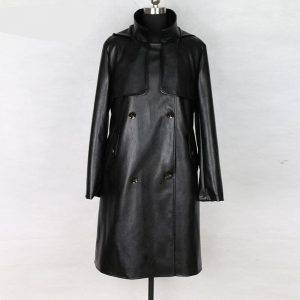 Women’s Waterproof Gothic Fashion Long sleeve Hooded Faux Leather Trench Coat Coat women S-7XL Gothtopia https://gothtopia.com