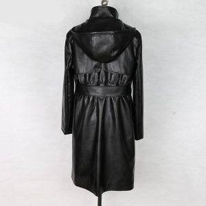 Women’s Waterproof Gothic Fashion Long sleeve Hooded Faux Leather Trench Coat Coat women S-7XL Gothtopia https://gothtopia.com