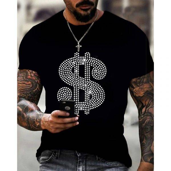 Men’s Quality Fashion Casual Streetwear Short Sleeve O-Neck Rhinestone T-Shirts Gothtopia https://gothtopia.com