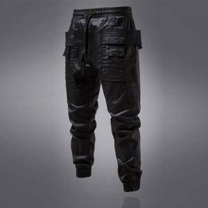 New Men’s Casual Cargo Pants Dark Functional Fashion Personality Drawstring Elastic Pants Gothtopia https://gothtopia.com