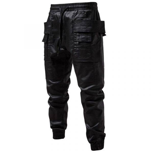 New Men’s Casual Cargo Pants Dark Functional Fashion Personality Drawstring Elastic Pants Gothtopia https://gothtopia.com