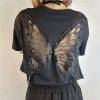 Gothic Butterfly Wings Black Hollow Out Short Sleeve Crop Top Gothtopia https://gothtopia.com