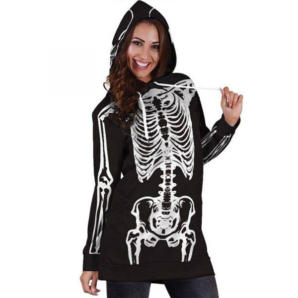 Punk Gothic Women’s Skull Hoodies Sweatshirts Skeleton Hooded Pocket Long Sleeve Pullovers Gothtopia https://gothtopia.com
