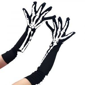 Halloween Lady Gothic Scare Props Skeleton Print Nylon Gloves Gothtopia https://gothtopia.com