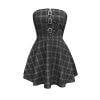 Autumn Winter Gothic Gray Plaid Pleated Dress Backless Short Dresses Gothtopia https://gothtopia.com