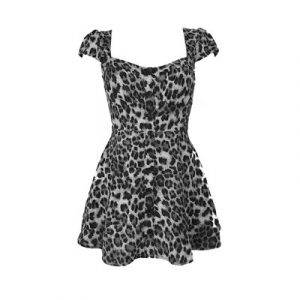 Punk Style Cute Leopard Printed Square Neck Short Sleeve Sexy Summer Gothic Dresses Gothtopia https://gothtopia.com