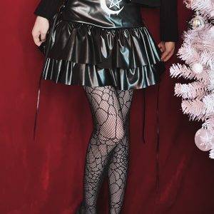 Punk Black Lace Short High Waist A-line Short Gothic Cake Skirt Gothtopia https://gothtopia.com