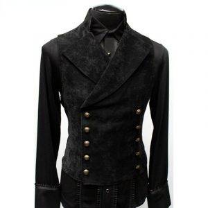 Mens Double Breasted Gothic Steampunk Stand Collar Medieval Victorian Black Waistcoat Velvet Vest Gothtopia https://gothtopia.com