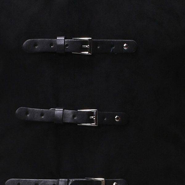 Men’s Black Gothic Steampunk Vintage Leather Button Long Vests Gothtopia https://gothtopia.com