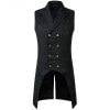 Mens Gothic Steampunk Black Long Vest Floral Jacquard Double Breasted Waistcoat Gothtopia https://gothtopia.com
