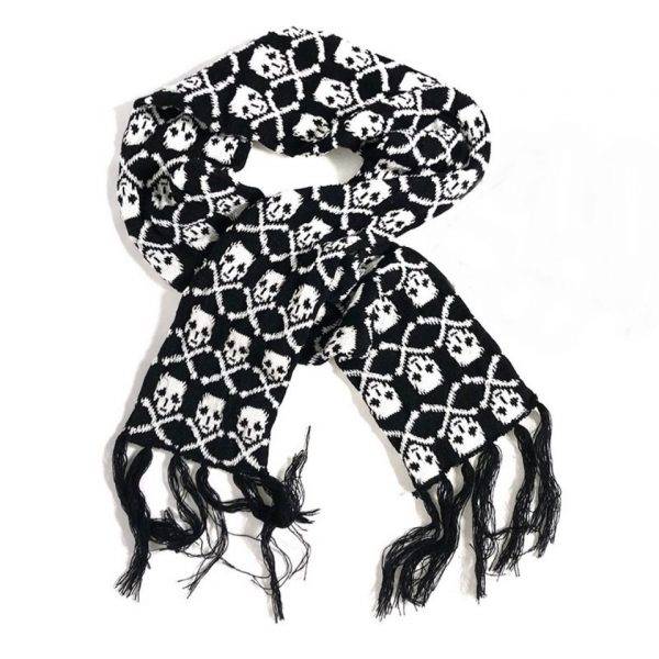 Punk Gothic Y2k Girl Skull Plaid Black White Autumn Winter Tassel Scarves Gothtopia https://gothtopia.com