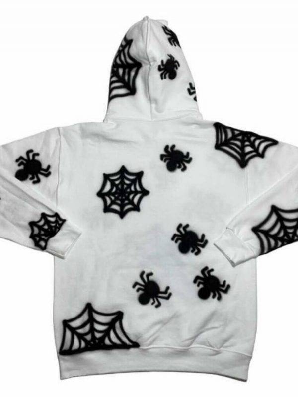 Vintage Gothic Long Sleeve Loose Spider Net Print Grunge Unisex Hoodie XXS-4XL Gothtopia https://gothtopia.com