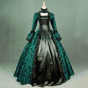 Medieval Vintage Gothic Long Victorian Retro Flare Sleeve Lace Maxi Ball Gowns Cosplay Halloween Costume Gothtopia https://gothtopia.com