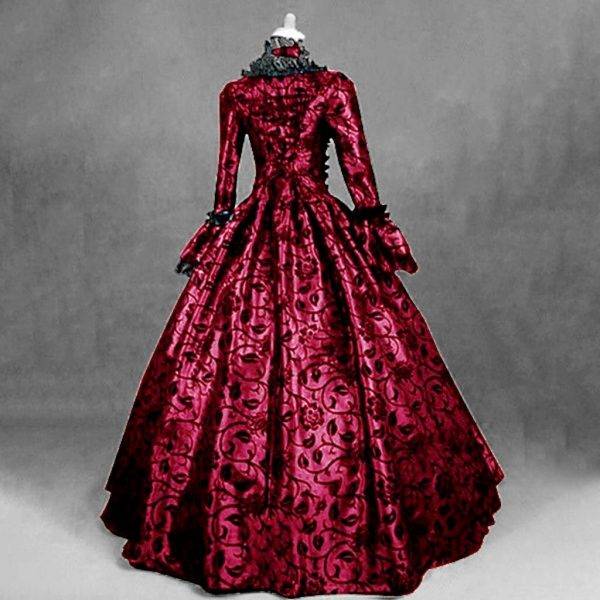 Medieval Vintage Gothic Long Victorian Retro Flare Sleeve Lace Maxi Ball Gowns Cosplay Halloween Costume Gothtopia https://gothtopia.com