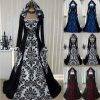 Large Size 5XL Cos Victorian Vintage Gothic Floor Dress Costume For Women Medieval Queen Princess Hooded Gown Robe Maxi Dresses Gothtopia https://gothtopia.com
