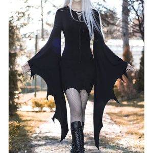 Halloween Adult Cosplay Morticia Addams Costume Medieval Forest Elf Witch Gothic Punk Vintage Costume Sexy Carnival Party Dress Gothtopia https://gothtopia.com
