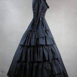 Adult Women Halloween Costume Gothic Black Steampunk Costume Victorian Steampunk Luxury Vintage Gown Robe Dress For Ladies XXL Gothtopia https://gothtopia.com