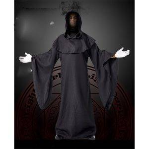Unisex Halloween Cos Medieval Vintage Monk Clergy Pastor Costume Gothic Evil Witch Hooded Gown Robe Cloak Cape For Men Women Gothtopia https://gothtopia.com
