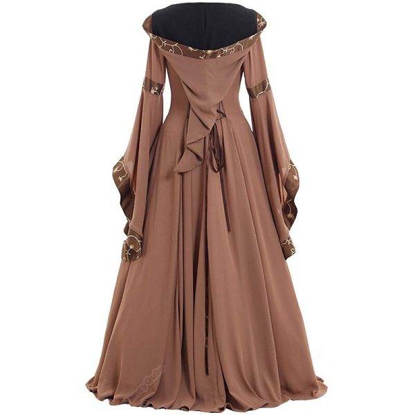 Medieval Renaissance Gown Robe Costume Vinatge Gothic Hoodie Dress Lace-Up Maxi Corset Court Dress Halloween Outfit Large Size Gothtopia https://gothtopia.com