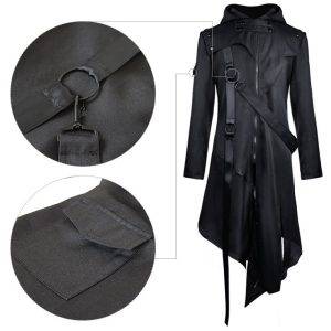 Men Steampunk Gothic Irregular Long Cardigan Trench Coat Halloween Cosplay Medieval Vintage Hooded Cloak Jackets Plus Size 5XL Gothtopia https://gothtopia.com