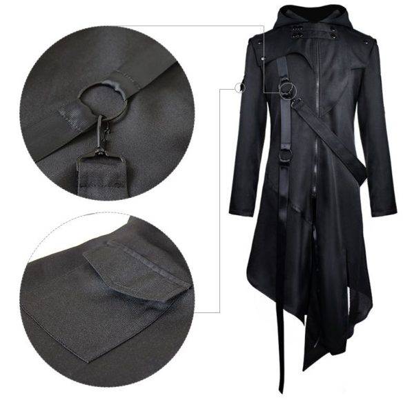 Men Steampunk Gothic Irregular Long Cardigan Trench Coat Halloween Cosplay Medieval Vintage Hooded Cloak Jackets Plus Size 5XL Gothtopia https://gothtopia.com