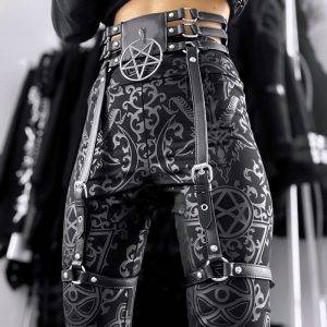PU Belt Gothic Street Y2K Unisex Pentagram Leather With Leg Belt Harajuku Kpop Hip Hop Streetwear Dark Emo Vintage Belt Gothtopia https://gothtopia.com
