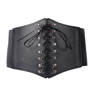 Gaono Women Corset Bustier Belt Gothic Punk Harness Waist Strap Lace-up Cinch Belt Tied Corset Elastic Waist Belt Bustier Corset Gothtopia https://gothtopia.com