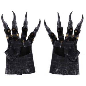 Unisex Gothic Punk Halloween Dragon Claw Gloves Metal Studded Long Finger Nail Faux Leather Mittens Cosplay Costume Gothtopia https://gothtopia.com
