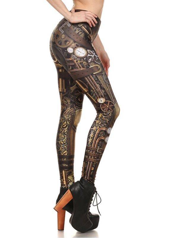 Steampunk Printed Women Leggings Stretchy High Waist Push Up Legging Workout Fitness Pants Clothes Steam Punk Girl Gift Gothic Gothtopia https://gothtopia.com