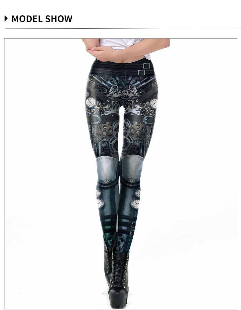 Steampunk Robot Leggings For Women Girl Push Up Legins Workout Fitness Pants Aesthetic 3D print Steam Punk Slim Elastic Clothes