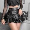 Mall Goth Emo Punk Vintage Bandage High Waist PU Leather Lolita Skirt Gothtopia https://gothtopia.com